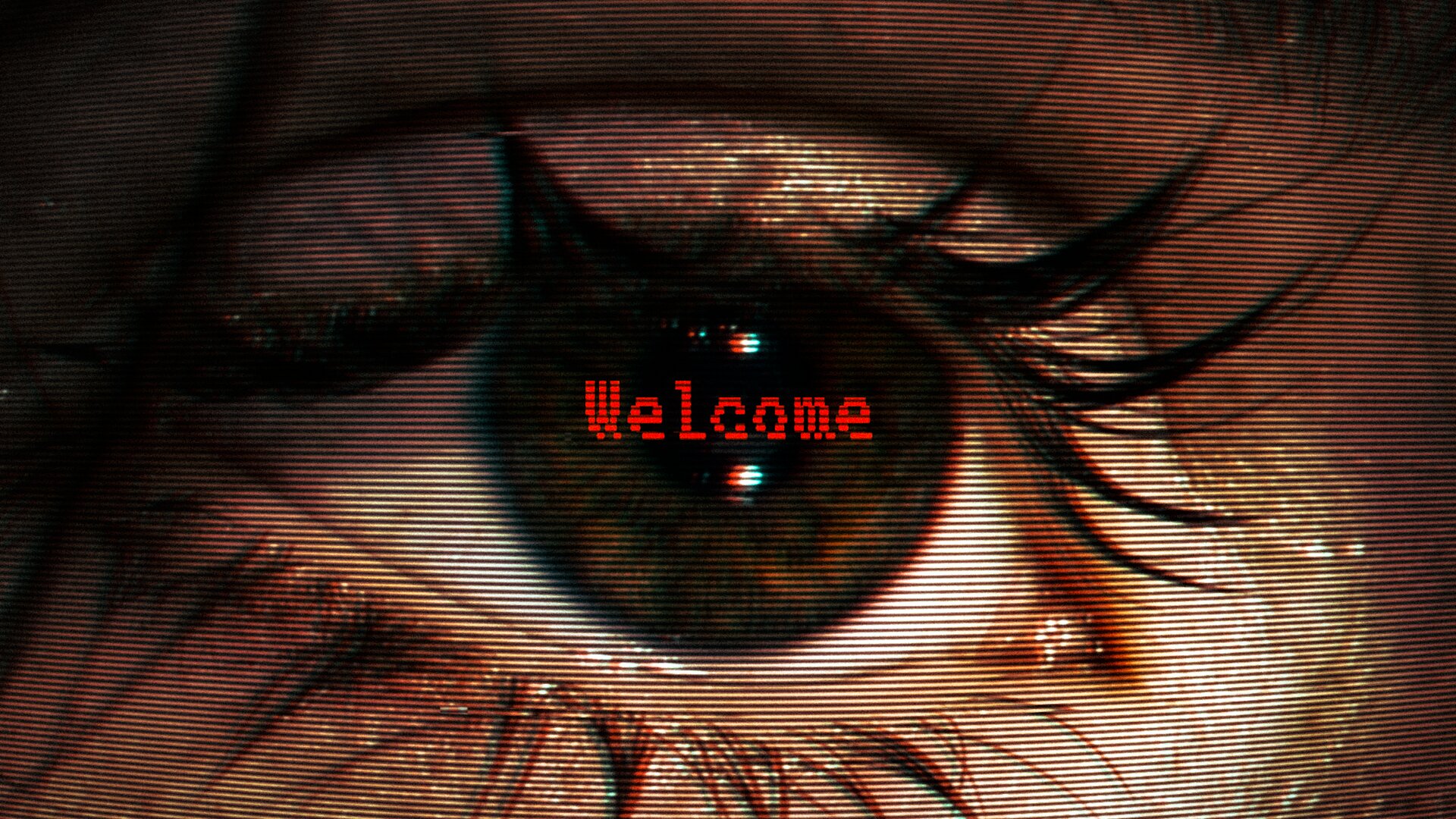 Macro photograph of an eye, screened and tinted.